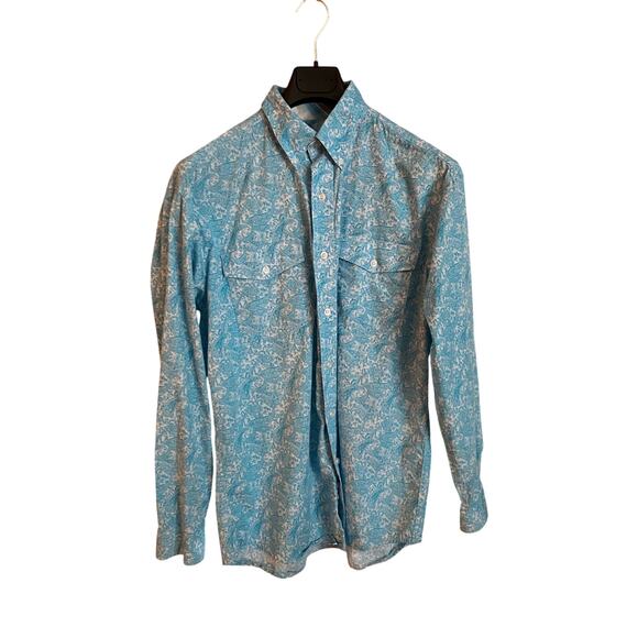 Roper Men's Shirt Western Button Down Blue White Medium Long Sleeve Cowboy - Picture 1 of 6